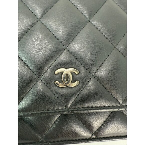 Chanel Black Quilted Smooth Lambskin Wallet on a Chain Clutch Bag - Picture 13 of 14